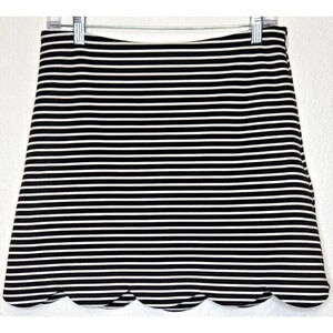 Vintage Necessary Objects Womens Mini Skirt Large Black White Striped Scalloped
